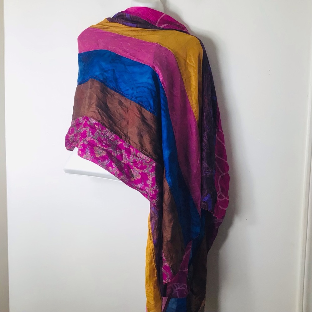 Green Sewn silk scarf Esprit Vibrant Pink, Blue, and Yellow Cover